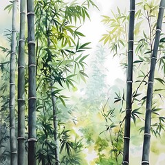 Bamboo forest adventure serene nature landscape digital art peaceful environment aerial view tranquility and growth concept