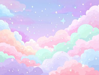 Pastel cloudscape with stars (7)