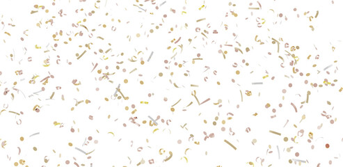 High-resolution image of gold and pink confetti on white. Perfect for party invitations, celebrations, and festive designs.