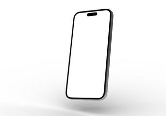 High-quality image of a smartphone mockup with a blank screen, perfect for app presentations or website designs.