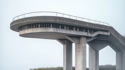 Modern Elevated Observation Structure in Concrete, Offering Panoramic City Views and Unique Design