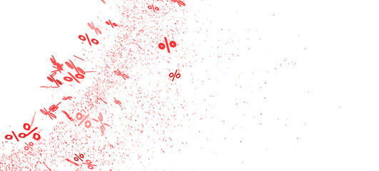 Abstract background with red percentage symbols exploding. Perfect for sales, discounts, and promotions.