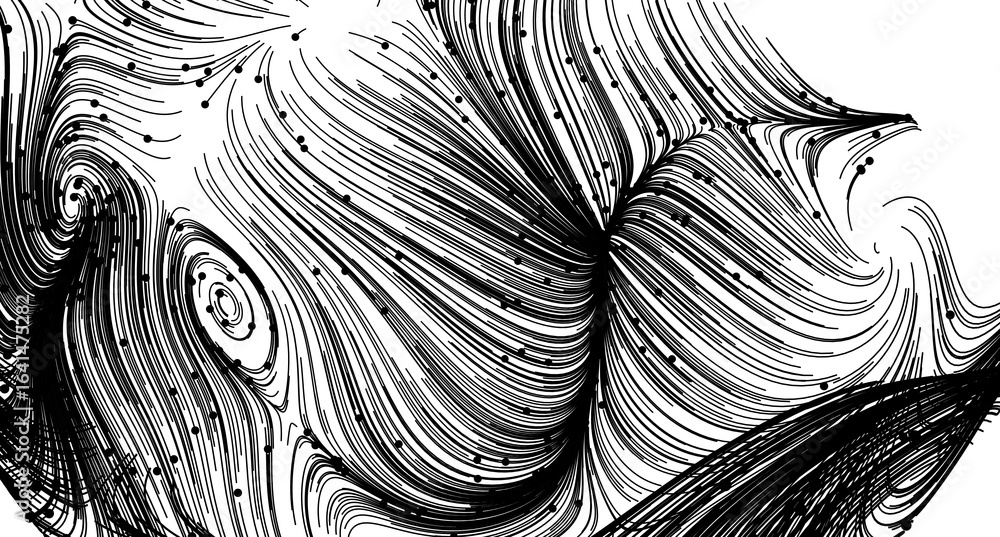Poster High-resolution black and white abstract image featuring swirling lines and vortex patterns. Ideal for design and backgr