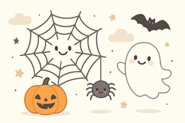 Cute Halloween-themed cartoon illustration.