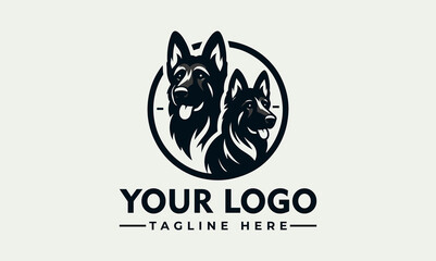 Obraz premium Bold Black Vector of German Shepherd Dog Head Silhouette.