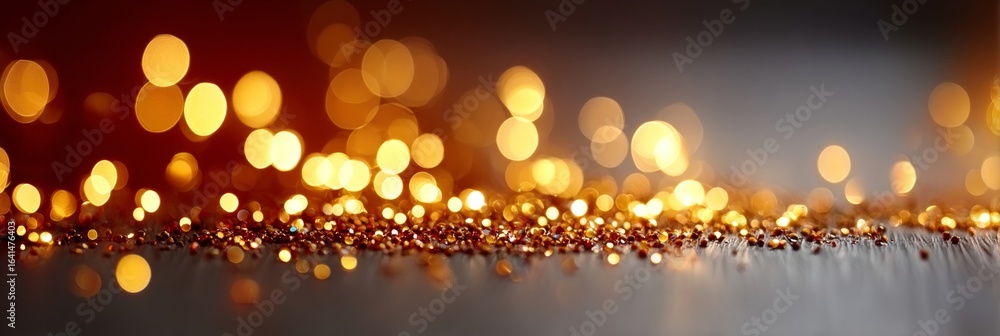 Poster abstract golden lights creating a beautiful bokeh glow with shimmering confetti sparkles effect