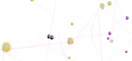 Colorful spheres connected by lines, representing network, technology, or communication.