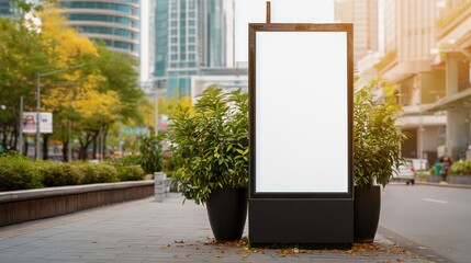 Blank Billboard on City Sidewalk Mockup for Advertisement Display and Urban Communication