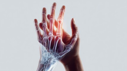 Human Hand with X-ray Bone Structure Highlight