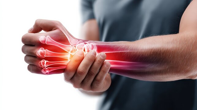 Human Hand And Wrist Anatomy With Pain Highlight