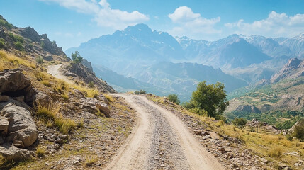 Serpentine road winds through the High Atlas Mountains, offering panoramic views