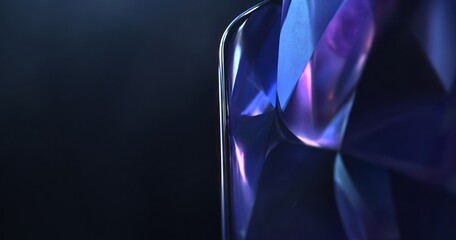 Close-up of iridescent, multifaceted glass