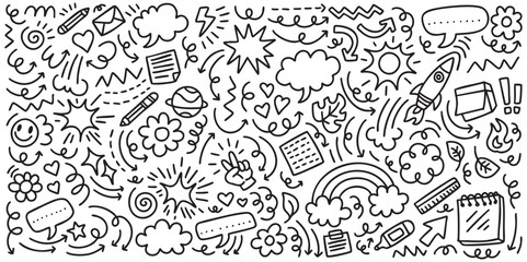Set of hand drawn doodle symbol and scribble vector illustration