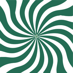 Abstract green spiral pattern with swirling lines creating an optical illusion and retro vibe isolated on white background