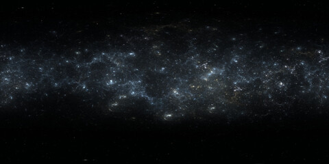 360 degree space nebula. Giant interstellar cloud with stars, equirectangular projection, environment map. Spherical panorama. 3D rendering, Fractal image