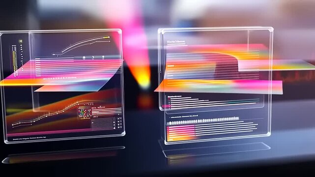 Abstract data displays with digital information visualization and interactive analysis