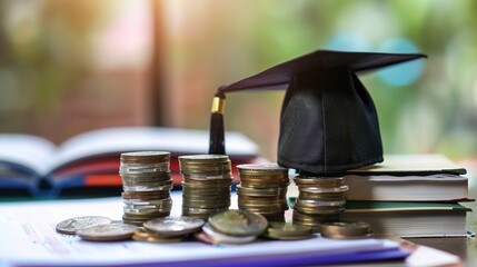 Cost of Education: Students Reviewing Tuition Bills, Budget Charts & Expense Trackers &ndash; Visualizing Fees, Scholarships & Financial Planning for Learning Costs in Educational Scenes