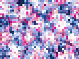 Fototapeta premium Abstract pixelated pattern of squares in various shades of pink, purple, blue, and white