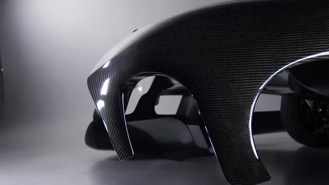 Close-up of Carbon Fiber Car Body Panel:  A Showcase of Automotive Engineering and Design