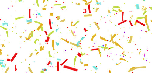 Vibrant confetti falling on white background. Perfect for celebrations, parties, and festive designs.