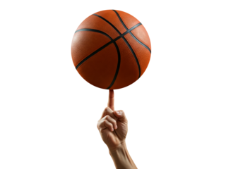 Basket ball spinning on a finger