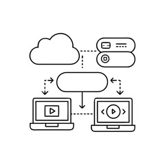 Line Icons for Cloud Upload API Connection Workflow