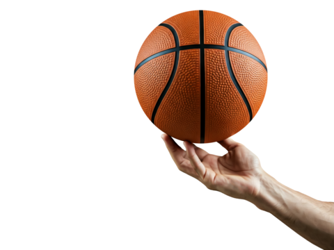 Closeup of hand holding a basket ball