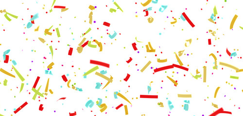 High-quality image of colorful confetti falling on a white background, perfect for celebration designs.