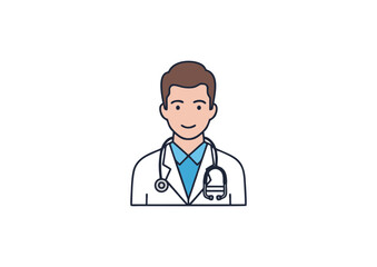 Fototapeta premium icon of American doctor with stethoscope
