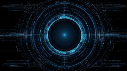 Glowing circles and lines create a futuristic interface