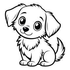 Obraz premium Black and white Cute puppy on white background