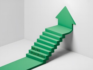 Obraz premium Ascending the Green Stairway to Success Illustrating Progress and Achievement a Metaphorical Journey Forward Climbing Towards Goals