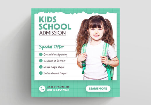 Back to School Social Media Post Layout with Green Accent