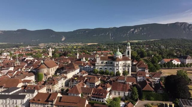 historic cityscape of olten with st ursen cathedral in canton solothurn switzerland