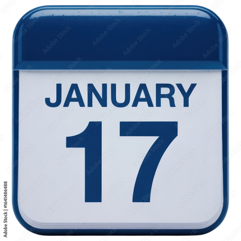 Poster january 17th calendar page displaying a specific date with bold numerals and month, ideal for remind