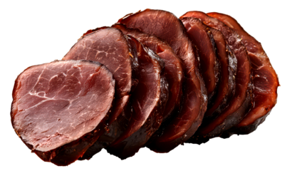 Sliced Beef Tongue Isolate on Transparent Background, cutout, png