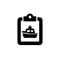 Boat Symbol on Clipboard Depicting Nautical Documentation and Vessel Maintenance Log