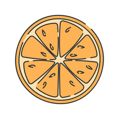Orange slice Hand drawn style citrus slice for juice and fruit icons useful in smoothie and breakfast branding