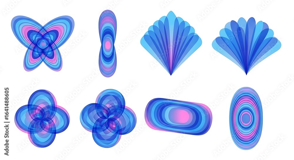 Poster abstract colorful gradient shapes and patterns isolated on white background