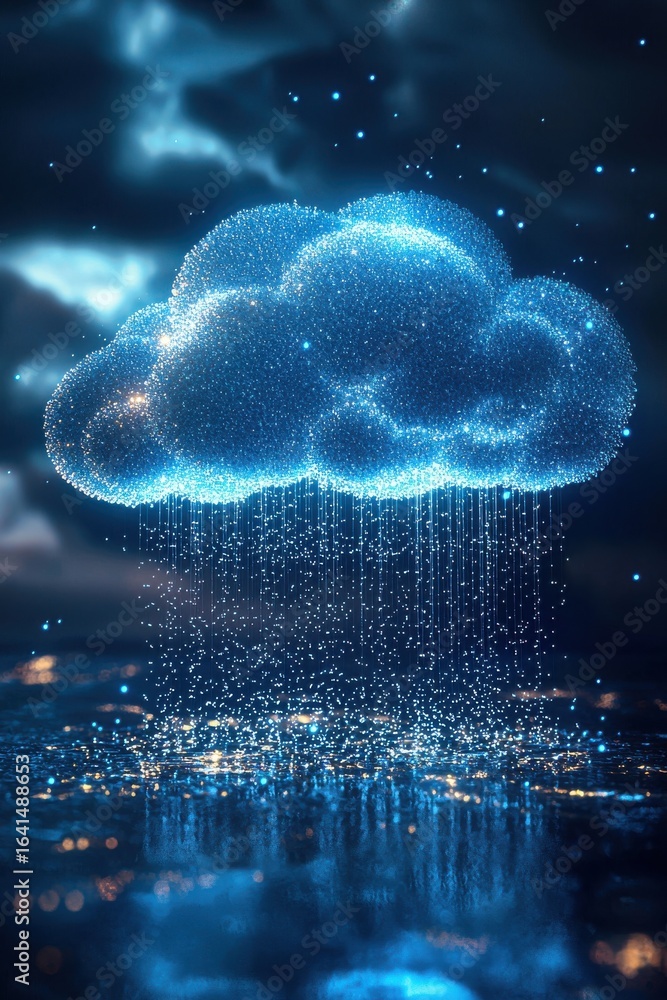 Poster digital cloud illustrating data streams in a futuristic abstract concept