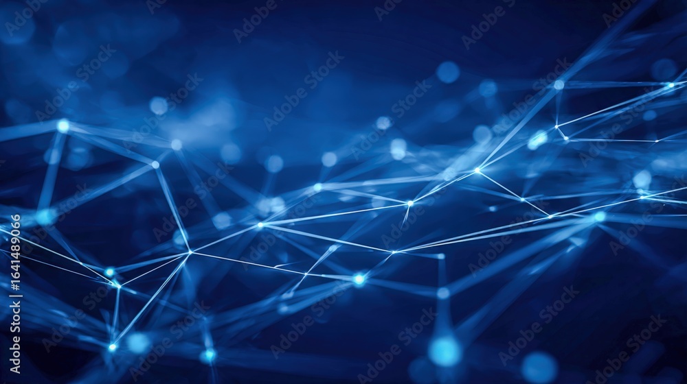 Poster abstract network connection with glowing nodes: modern technology background depicting data and conn