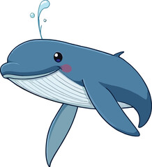 Cute cartoon a illustrator vector humpback whale