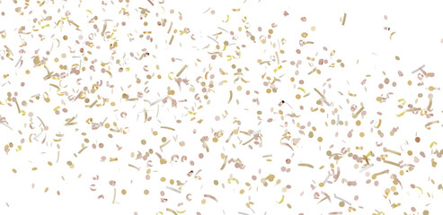 Beautiful high-resolution image of gold and beige confetti on white. Perfect for celebrations, parties, and festive designs.