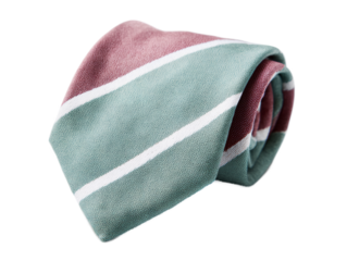 Striped tie with a green stripe and a white stripe