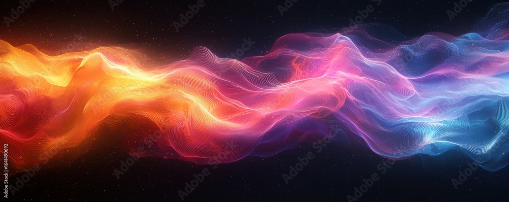 Poster vibrant gradient waves of neon colors in a fluid and dynamic motion