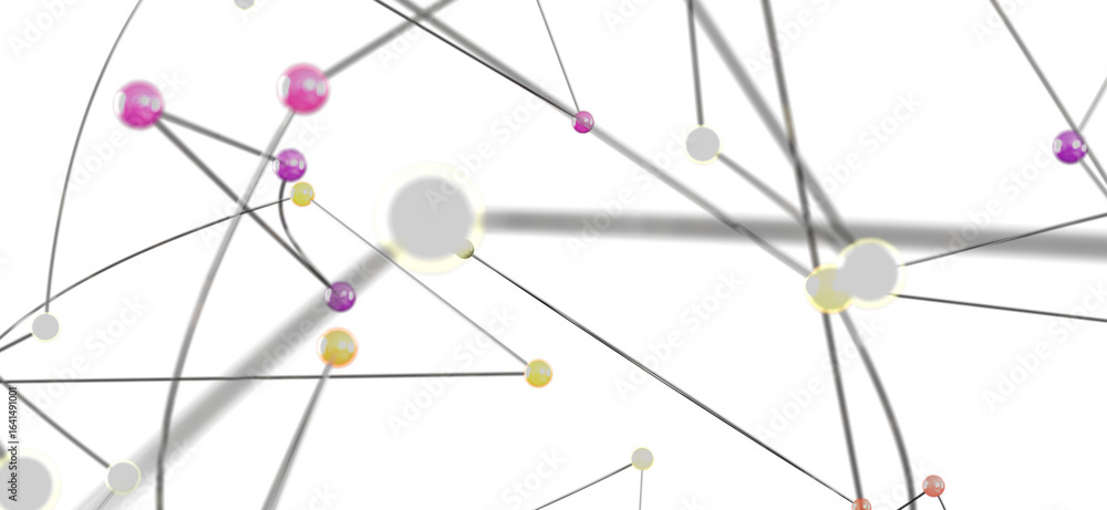 Poster colorful nodes and lines illustrate network, connection, and communication concepts.