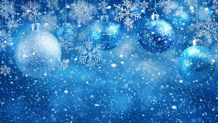 blue christmas background with snowflakes and christmas balls - Powered by Adobe