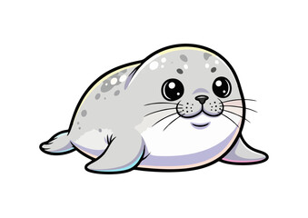 Fototapeta premium Cute seal character with a happy face