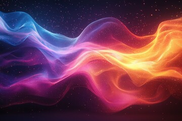 Vibrant swirling light waves forming an abstract pattern with vivid colors