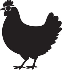 Black Silhouette of Rock Hen Wearing Sunglasses Black and White Vector